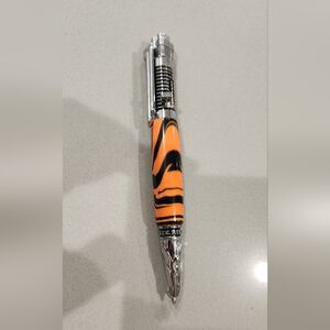Orange & Black Swirl Metal Barrel Ballpoint Pen - Unbranded